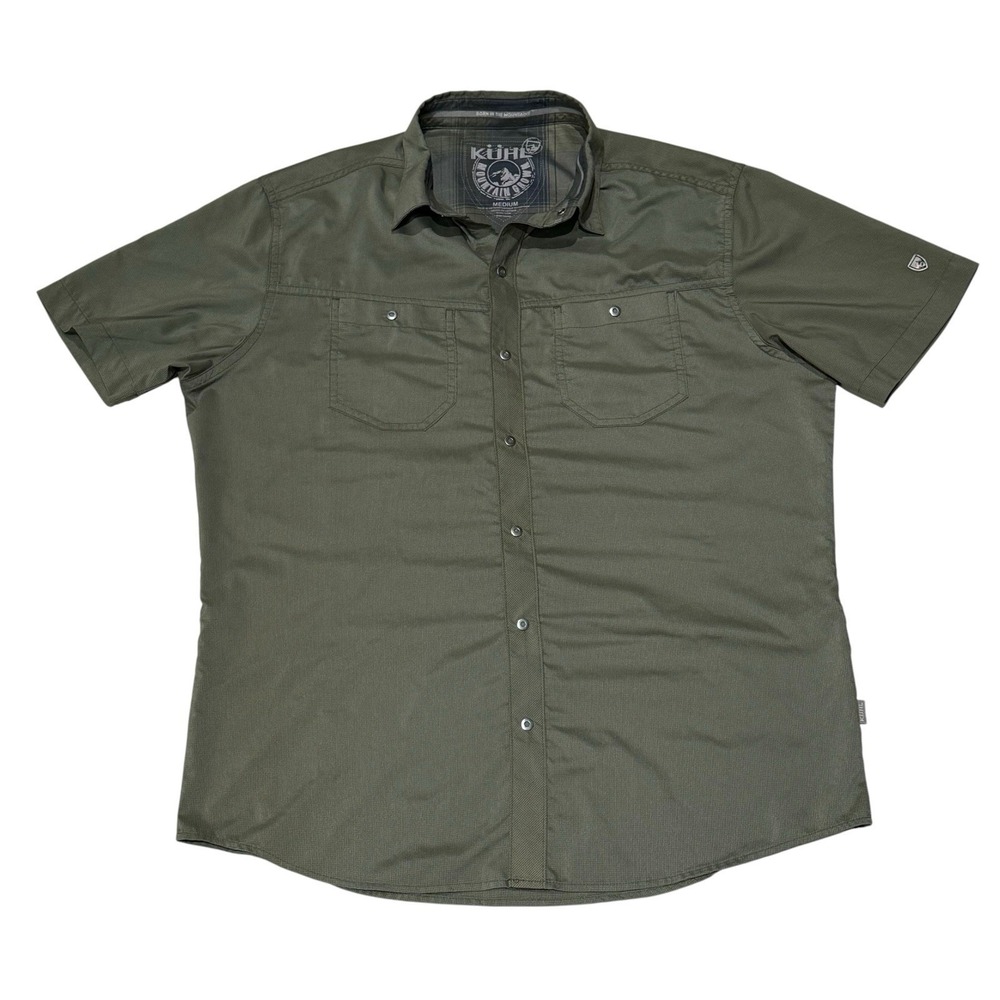 Kuhl Shirt Mens Medium Green/Gray Stealth Short Sleeve Lightweight Style#7453